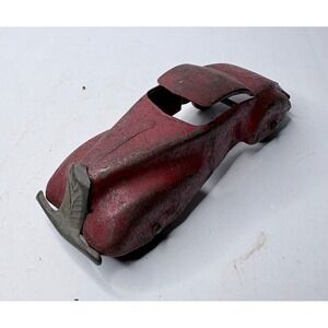 Vintage 1930s Marx Pressed Steel Streamlined Coupe Toy Car Prewar Red 6 Inch
